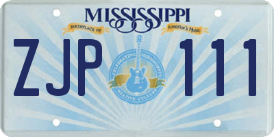 MS license plate ZJP111