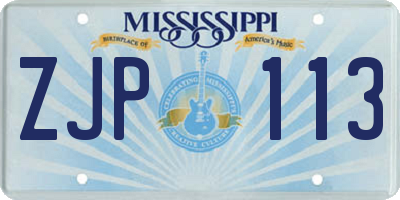MS license plate ZJP113