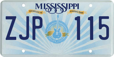 MS license plate ZJP115