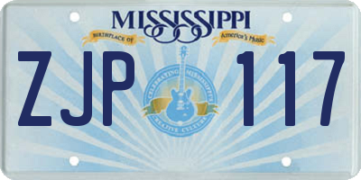 MS license plate ZJP117