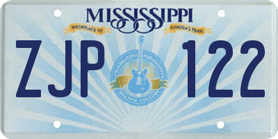 MS license plate ZJP122