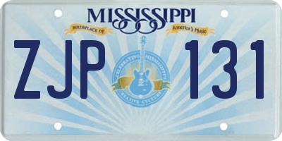 MS license plate ZJP131