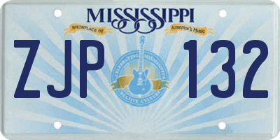 MS license plate ZJP132