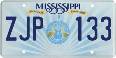 MS license plate ZJP133