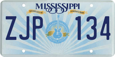 MS license plate ZJP134