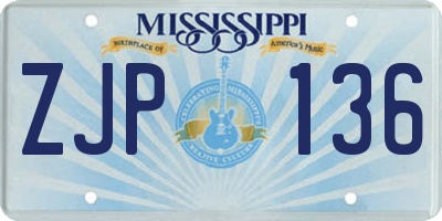 MS license plate ZJP136