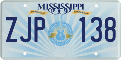 MS license plate ZJP138