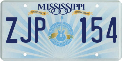 MS license plate ZJP154