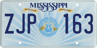 MS license plate ZJP163