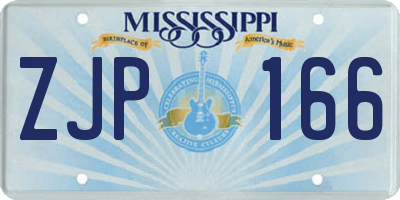 MS license plate ZJP166