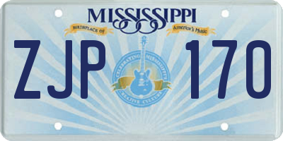 MS license plate ZJP170