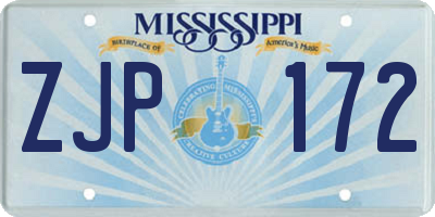 MS license plate ZJP172