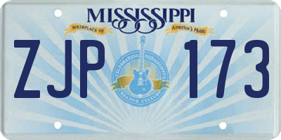 MS license plate ZJP173