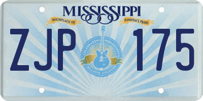 MS license plate ZJP175