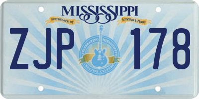 MS license plate ZJP178