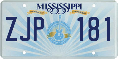 MS license plate ZJP181