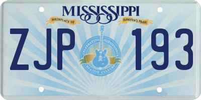 MS license plate ZJP193