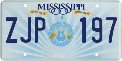 MS license plate ZJP197