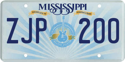 MS license plate ZJP200