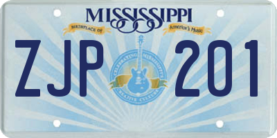 MS license plate ZJP201