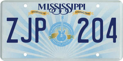 MS license plate ZJP204