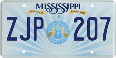 MS license plate ZJP207
