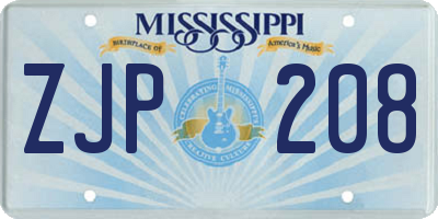 MS license plate ZJP208