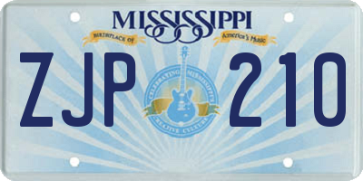 MS license plate ZJP210