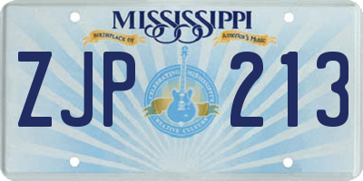 MS license plate ZJP213