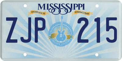 MS license plate ZJP215