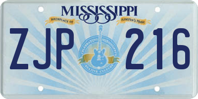 MS license plate ZJP216