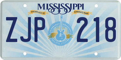 MS license plate ZJP218