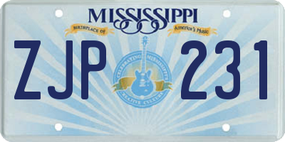 MS license plate ZJP231