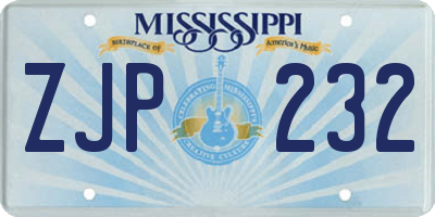 MS license plate ZJP232