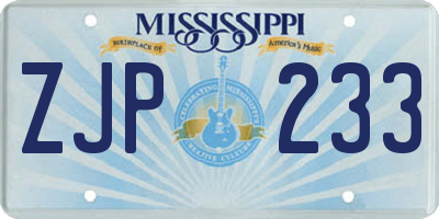 MS license plate ZJP233