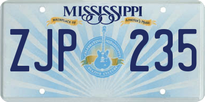 MS license plate ZJP235