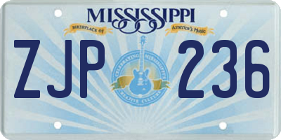 MS license plate ZJP236