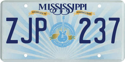MS license plate ZJP237