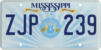 MS license plate ZJP239