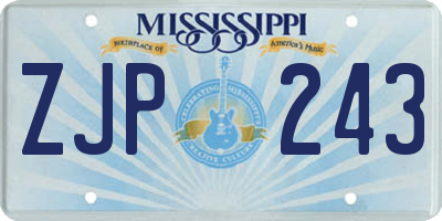 MS license plate ZJP243