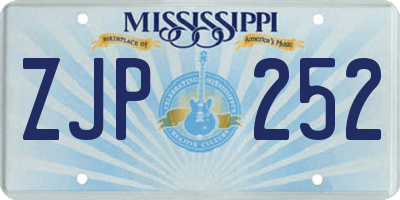 MS license plate ZJP252