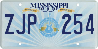 MS license plate ZJP254