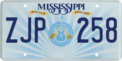 MS license plate ZJP258