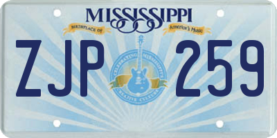 MS license plate ZJP259