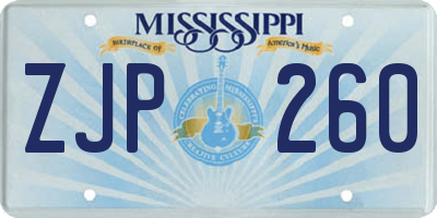 MS license plate ZJP260