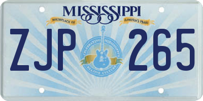 MS license plate ZJP265