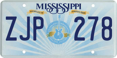 MS license plate ZJP278