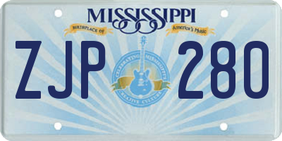 MS license plate ZJP280