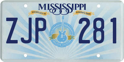 MS license plate ZJP281
