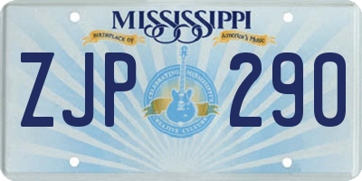 MS license plate ZJP290